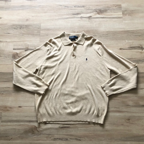 Polo by Ralph Lauren Cream Long Sleeve Polo Shirt - Picture 1 of 5